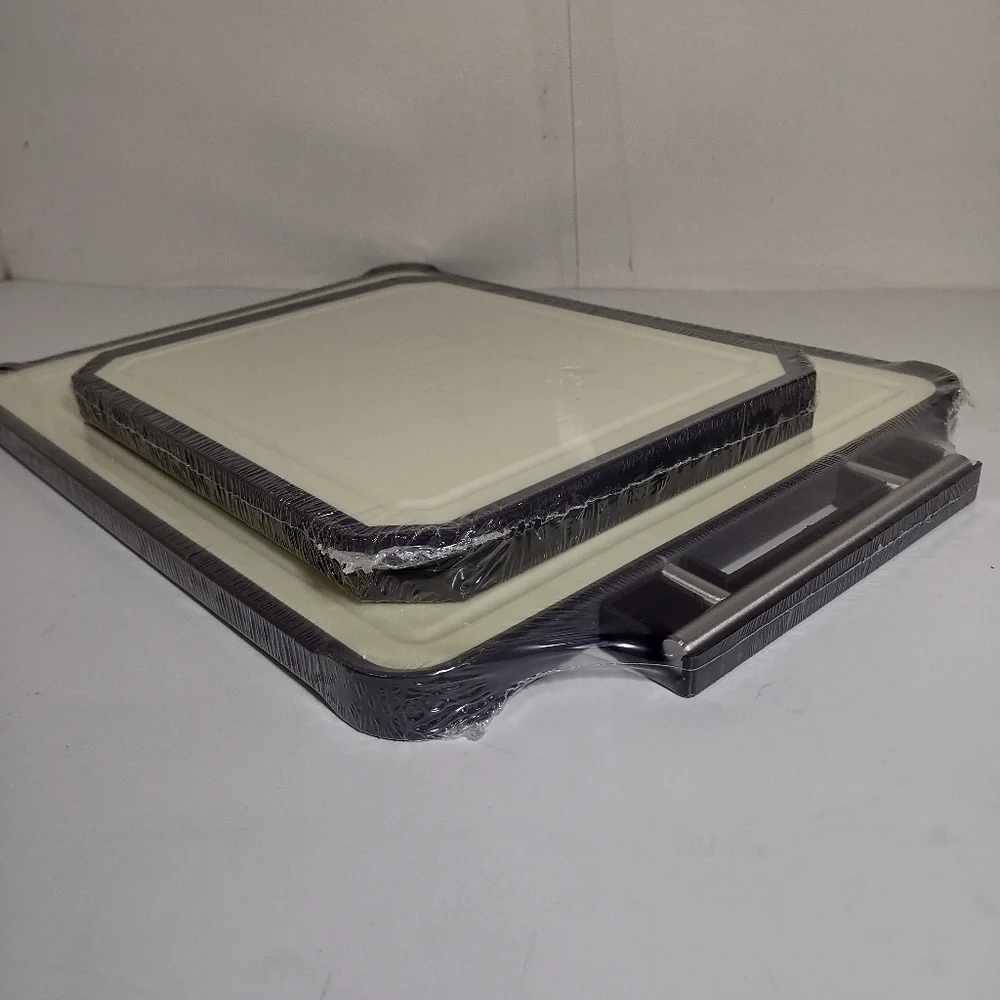 Ptytify Set Of 2 Stainless Steel and Plastic Cutting Board Set